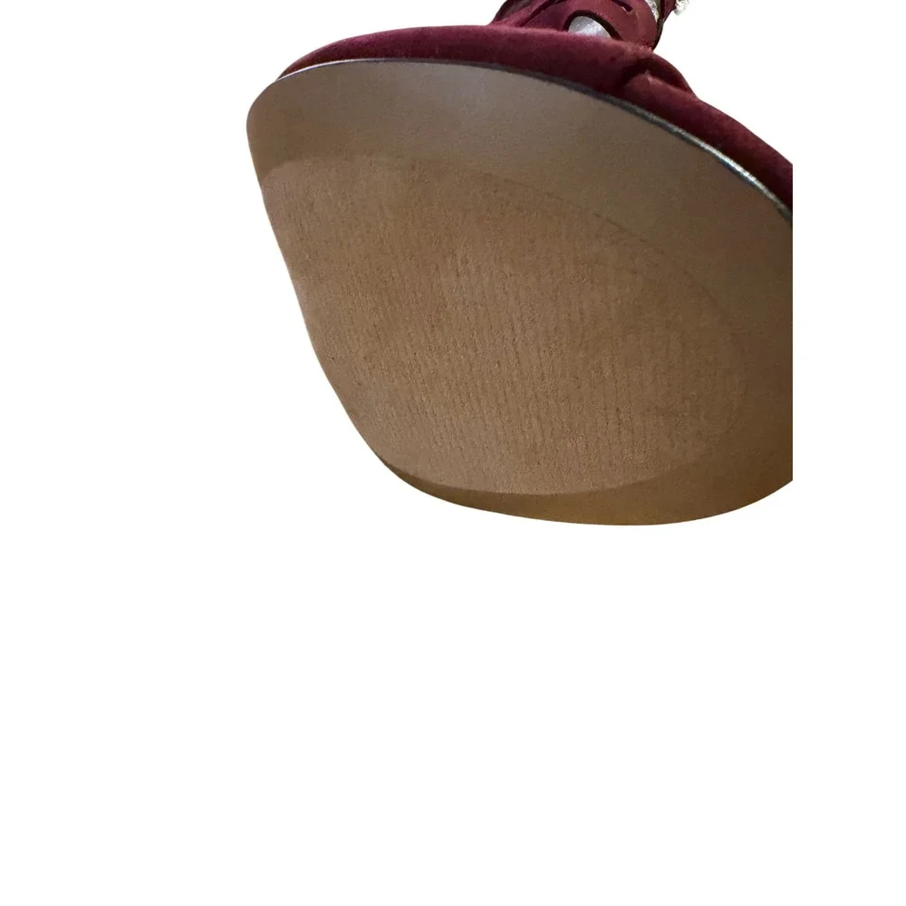Wine Suede‎ Strappy Block Heel Booties